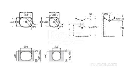 Раковина Roca Beyond 56х43 белый 3270B6000
