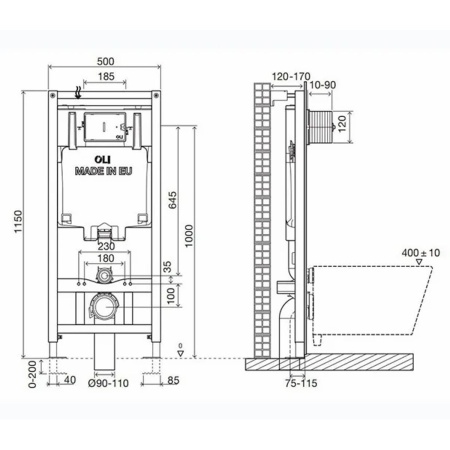 Инсталляция для унитаза OLI 80 ECO Sanitarblock mechanic 886914