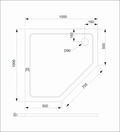 Душевой поддон Veconi Tezeo stone TZ-12, 100x100x3, искусственный камень, белый