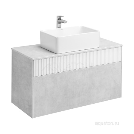 Тумба под раковину AQUATON Марбл 100 слэйт, белый матовый 1A276301MH4C0