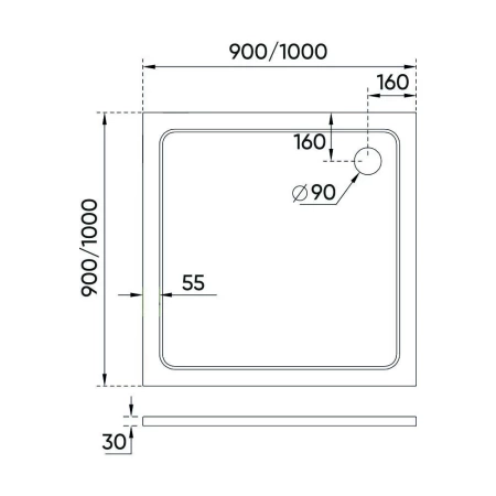 Душевой поддон Veconi Tezeo stone TZ-08, 100x100x3, искусственный камень, белый