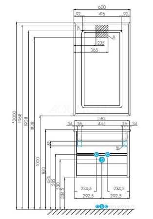 Тумба под раковину AQUATON Римини 60 белый глянец 1A226601RN010 NEW