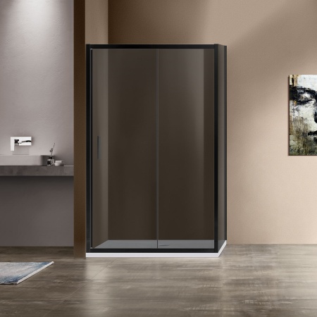 Душевой уголок Vincea Garda VSR-1G9012CGB 120х90х190, раздвижная, черный, тонированное стекло