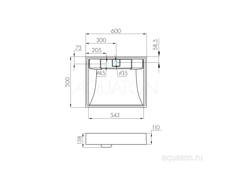 Раковина AQUATON Рейн 60 графит 1A72103KRW210