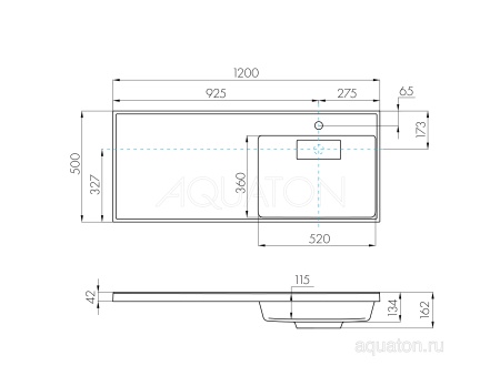 Раковина AQUATON Лондри 1200 белая правая 1A72243KLH010