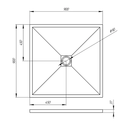 Душевой поддон Veconi Tezeo stone TZW-20, 90x90x3, искусственный камень, белый