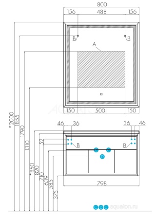 Тумба под раковину AQUATON Уэльс 80 графит 1A267901WA6A0 new