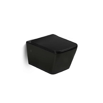 Подвесной унитаз Vincea Q-Line VT1-12MB 52х36 безободковый, ультратонкая быстросъемная крышка-сиденье с плавным опусканием, черный матовый
