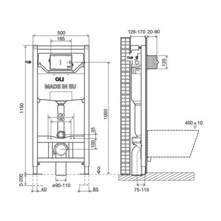 Комплект инсталляция OLI 120 ECO mechanic + кнопка смыва Slim белая 879236mSL01