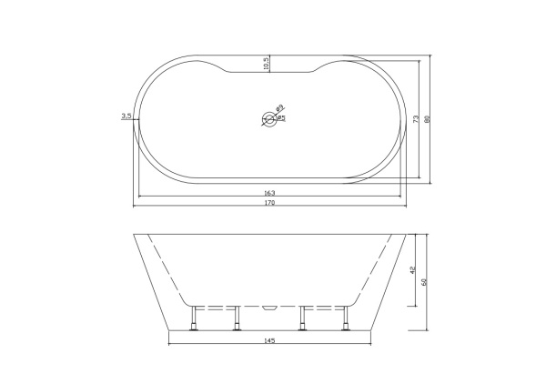 Акриловая ванна Cerutti Spa Martigano W 170x80