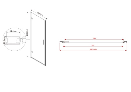 Душевая дверь Flex VDP-1F900CG, 90, хром, стекло тонированное
