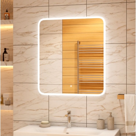 Зеркало Glamour LED 80х90 ЗЛП440 сенсорный выключатель, холодная подсветка
