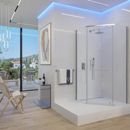 Душевой уголок Veconi Rovigo RV-36, 80x80x195, хром, стекло прозрачное