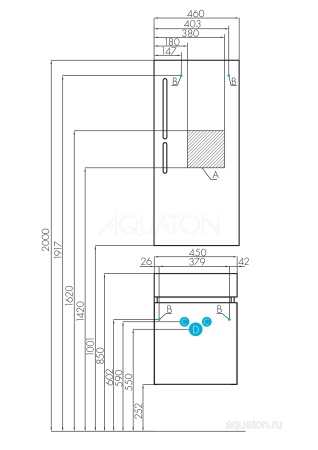 Тумба под раковину AQUATON Эклипс М подвесная эбони светлый левая 1A172801EK49L