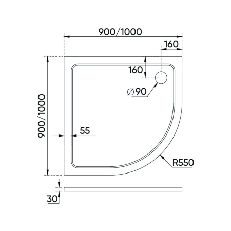 Душевой поддон Veconi Tezeo stone TZ-10, 100x100x3, искусственный камень, белый